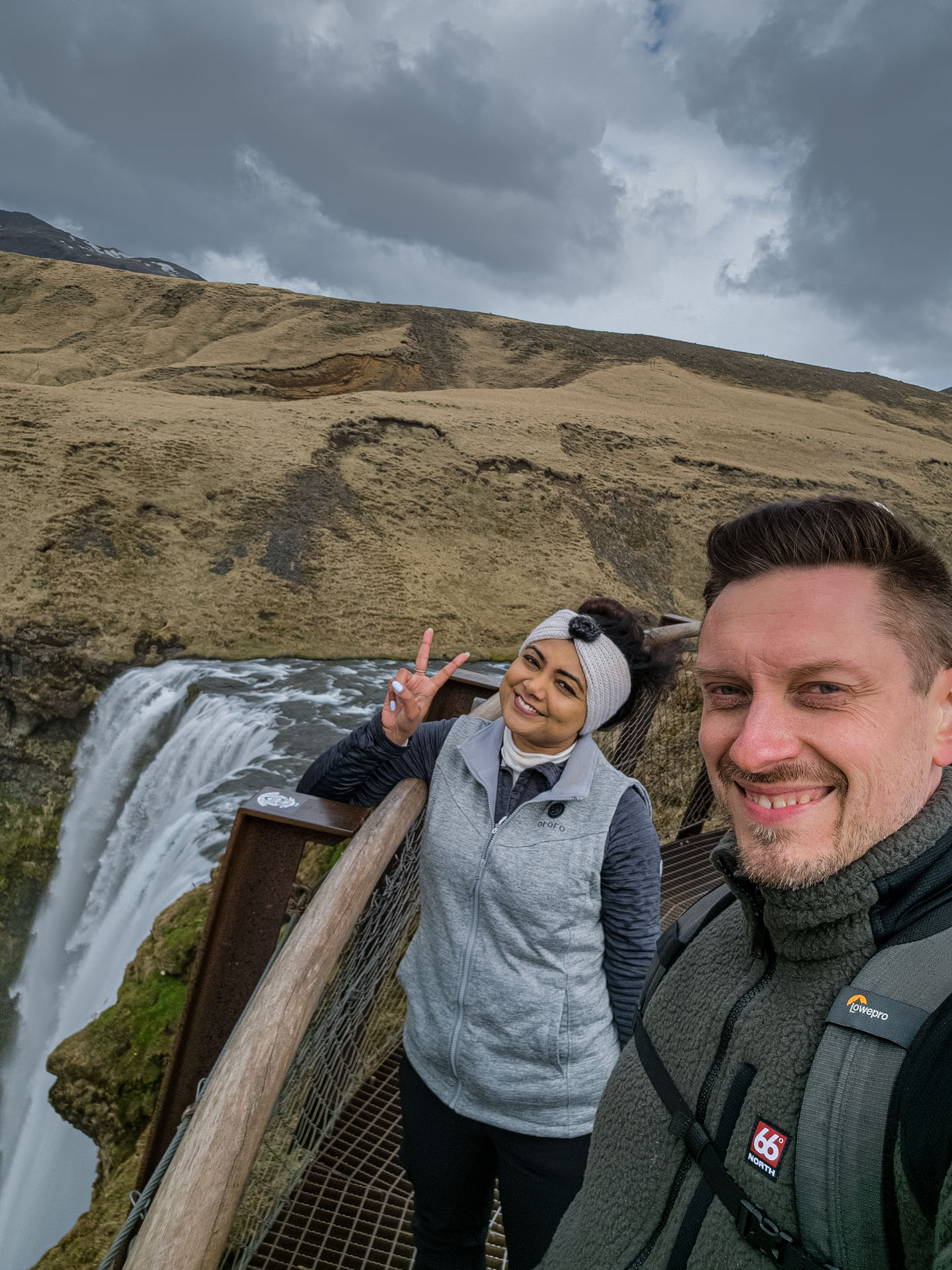 At the top of Skógafoss Waterfall during Arctic Adventures South Shore Adventure Tour