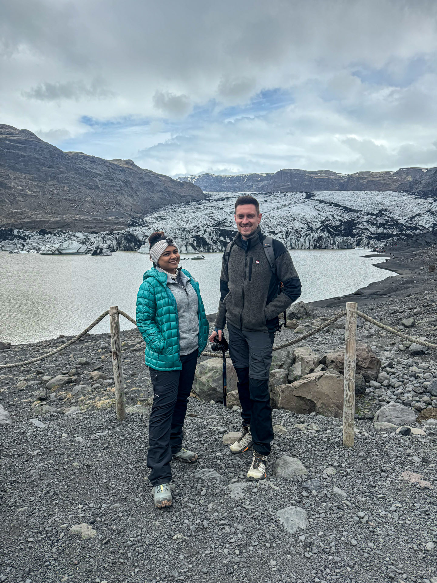 Standing in front of Sólheimajökull Glacier on Arctic Adventures South Shore Adventure Tour