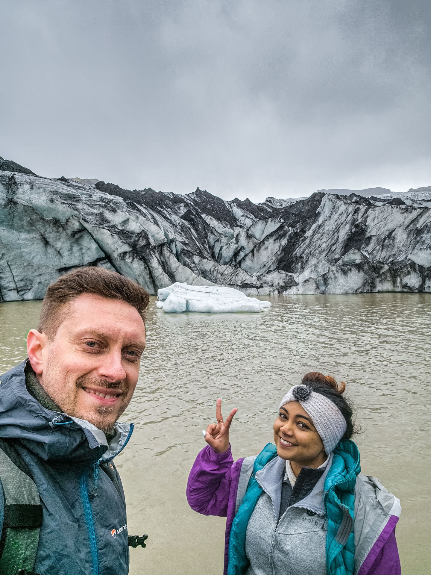 Standing in front of Sólheimajökull Glacier on Arctic Adventures South Shore Adventure Tour