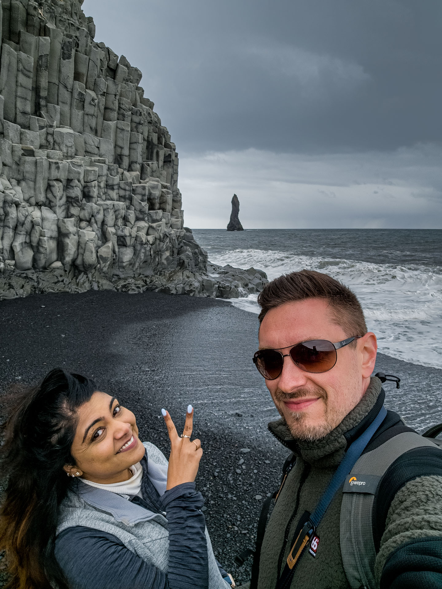 People in front of Reynisdrangar Basalt Stacks on Arctic Adventures South Shore Adventure Tour