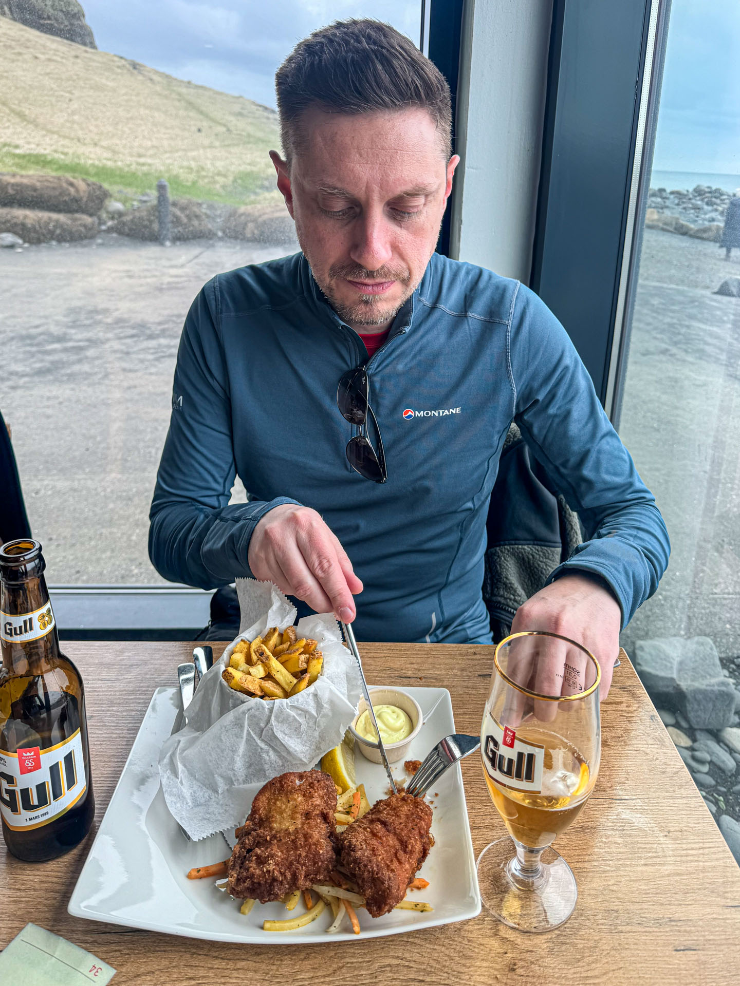 Lunch at Reynisfjara Black Beach on Arctic Adventures South Shore Adventure Tour